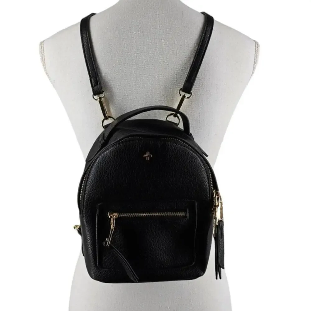 PETA & JAIN ZOE MINI BACKPACK – BLACK – VEGAN LEATHER – GOLD HARDWARE